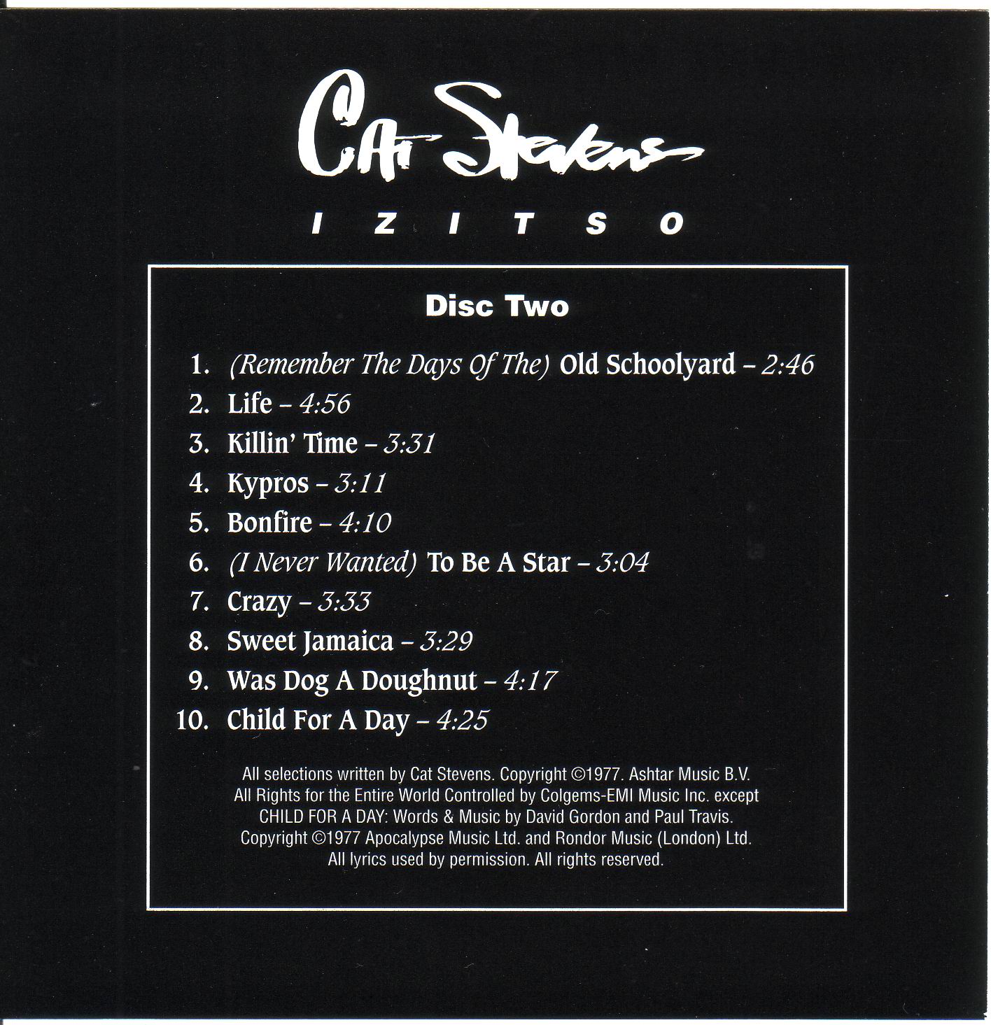 Cat Stevens  Three Box Set; izitso : Front in2